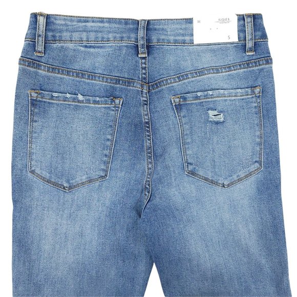 Klique B Skinny Ankle Jeans NEW Sz 5 Distressed Raw Hem Stretch Denim High Rise - Picture 9 of 10